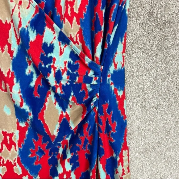 Jones New York Dress Womens Small Red Blue Cap Sleeve Stretch Knee Length- 2787* - Picture 5 of 11